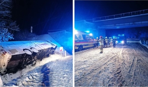 В Польше перевернулся автобус с белорусскими пассажирами В Польше перевернулся автобус с белорусскими пассажирами