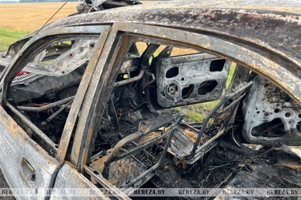 На трассе М1 в Березовском районе сгорел автомобиль На трассе М1 в Березовском районе сгорел автомобиль